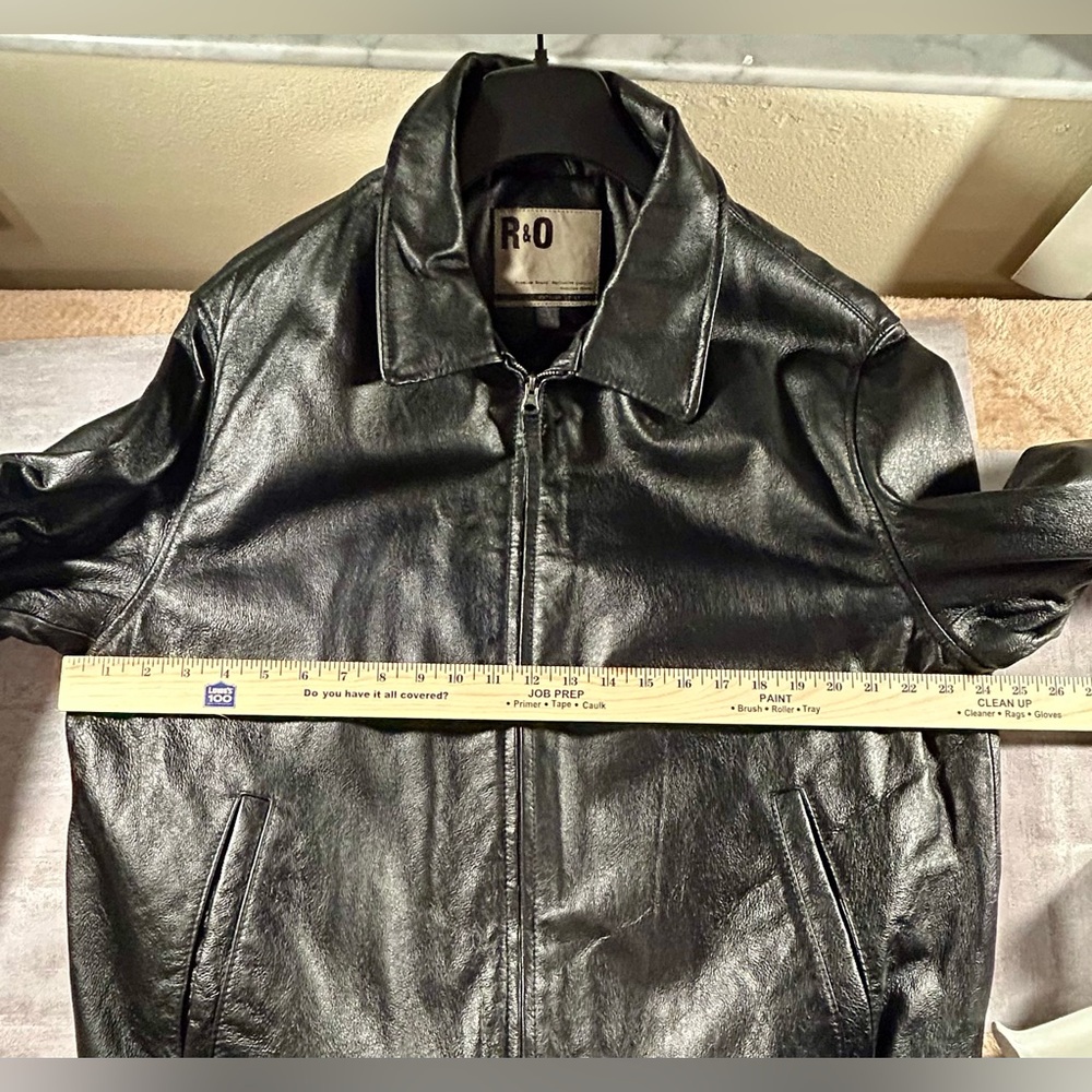 Men's Black Leather Classic Zip Jacket Quilted Lining Casual Pristine R&O Bomber - Picture 10 of 15